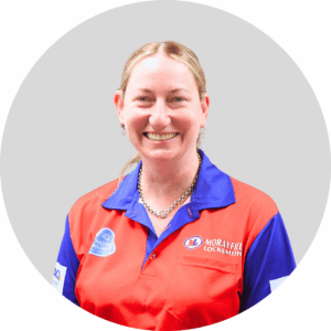 Morayfield Locksmiths apprentice locksmith headshot in workshop setting.