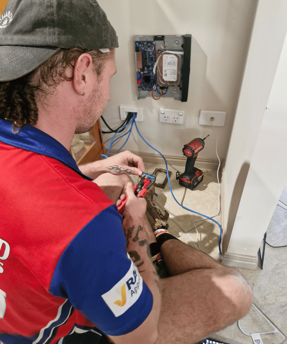 Commercial CCTV system being installed by Morayfield Locksmiths in Moreton Bay.